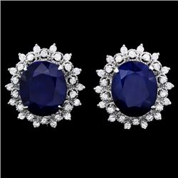 14k Gold 18ct Sapphire 1.35ct Diamond Earrings