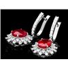 Image 1 : 14k White Gold 7.6ct Ruby 1.70ct Diamond Earrings