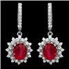 Image 2 : 14k White Gold 7.6ct Ruby 1.70ct Diamond Earrings