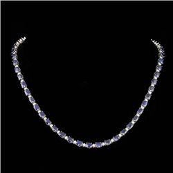 14k Gold 30.00ct Sapphire 1.35ct Diamond Necklace