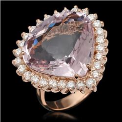 14K Gold 17.17ct Kunzite 1.21ct Diamond Ring