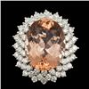 Image 1 : 14k Gold 21.00ct Morganite 4.00ct Diamond Ring