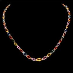 14k Gold 31ct Sapphire 1.4ct Diamond Necklace