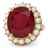 Image 2 : 14k Yellow Gold 21.50ct Ruby 2.00ct Diamond Ring