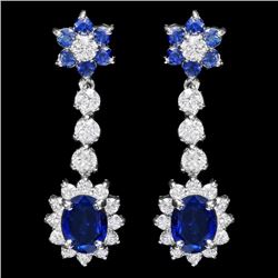 14k Gold 3.85ct Sapphire 2ct Diamond Earrings