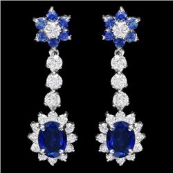 14k Gold 3.85ct Sapphire 2ct Diamond Earrings