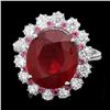 Image 1 : 14k White Gold 8.00ct Ruby 1.30ct Diamond Ring