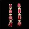 Image 1 : 14k Gold 7.00ct Ruby 0.20ct Diamond Earrings