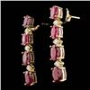 Image 2 : 14k Gold 7.00ct Ruby 0.20ct Diamond Earrings