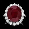 Image 1 : 14k White Gold 12.00ct Ruby 1.60ct Diamond Ring