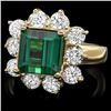 Image 1 : 14k Gold 4ct Tourmaline 1.70ct Diamond Ring
