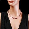 Image 4 : 14k Gold 28.50ct Ruby 1.00ct Diamond Necklace