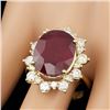 Image 3 : 14k Yellow Gold 13.00ct Ruby 1.80ct Diamond Ring