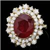 Image 1 : 14k Yellow Gold 7.00ct Ruby 1.70ct Diamond Ring