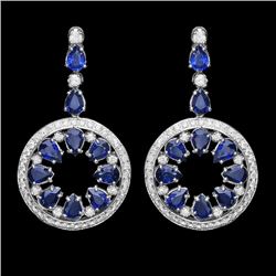 14k Gold 16ct Sapphire 3.50ct Diamond Earrings