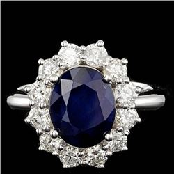 14k Gold 4.00ct Sapphire 1.10ct Diamond Ring