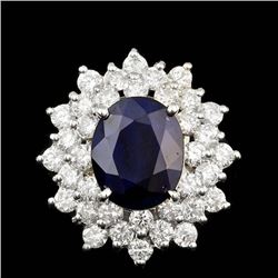 14k Gold 4.00ct Sapphire 2.00ct Diamond Ring