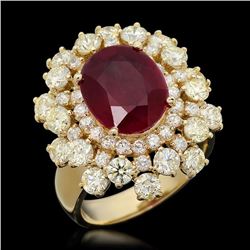 14k Gold 5.23ct Ruby 3.47ct Diamond Ring