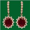 Image 1 : 14k 13.50ct Ruby 1.70ct Diamond Earrings