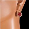 Image 2 : 14k 13.50ct Ruby 1.70ct Diamond Earrings