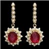 Image 1 : 14k Gold 7.00ct Ruby 1.70ct Diamond Earrings