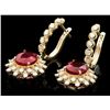Image 2 : 14k Gold 7.00ct Ruby 1.70ct Diamond Earrings