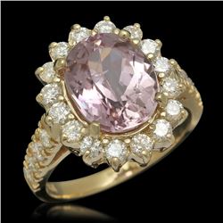 14K Gold 4.50ct Kunzite 1.21ct Diamond Ring