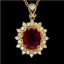 14K Gold 3.91ct Ruby 0.63ct Diamond Pendant