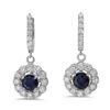 Image 1 : 14K Gold  2.33ct Sapphire 2.25 Diamond Earrings