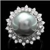 Image 1 : 14k White Gold 13mm Pearl 0.60ct Diamond Ring