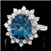 Image 1 : 14k White Gold 4.00ct Topaz 0.70ct Diamond Ring