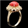 Image 3 : 14k Yellow Gold 2.75ct Coral 0.50ct Diamond Ring