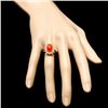 Image 4 : 14k Yellow Gold 2.75ct Coral 0.50ct Diamond Ring