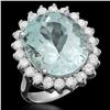 Image 1 : 14K Gold 9.51ct Aquamarine 1.15ct Diamond Ring