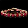 Image 2 : 14k Gold 27.50ct Ruby 0.90ct Diamond Bracelet