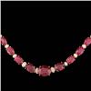 Image 2 : 14k Gold 33.00ct Ruby 1.55ct Diamond Necklace