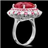 Image 3 : 14k White Gold 17.5ct Ruby 0.88ct Diamond Ring