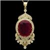 Image 1 : 14K Gold 26.79ct Ruby 1.68ct Diamond Pendant