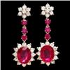 Image 1 : 14k Yellow Gold 8ct Ruby 2.50ct Diamond Earrings