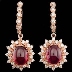 14k Rose 14.00ct Ruby 1.65ct Diamond Earrings