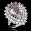 Image 1 : 14K Gold 7.52ct Morganite 2.70ct Diamond Ring