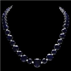 14k W Gold 164ct Sapphire 1.85ct Diamond Necklace