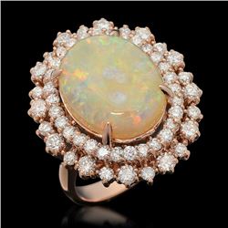 14K Gold 5.91ct Opal 1.85ct Diamond Ring