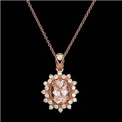 14k Rose 3.00ct Morganite 0.70ct Diamond Pendant