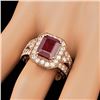 Image 4 : 14k Rose Gold 5.00ct Ruby 1.50ct Diamond Ring