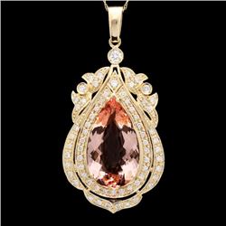 14k Solid 14ct Morganite 1.45ct Diamond Pendant