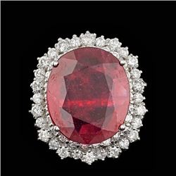 14k White Gold 10.50ct Ruby 1.85ct Diamond Ring