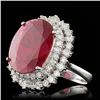 Image 2 : 14k White Gold 10.50ct Ruby 1.85ct Diamond Ring