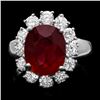 Image 1 : 14k White Gold 4.80ct Ruby 1.40ct Diamond Ring