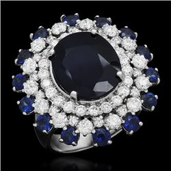 14K Gold 9.97ct Sapphire 2.31ct Diamond Ring